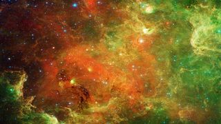 红色、橙色、绿色、棕色、壁纸、银河、雾、科斯姆斯、宇宙