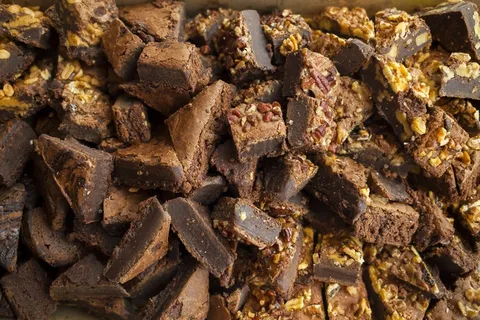 特写照片，巧克力棒，布朗尼，零食，de，巧克力，甜点，食物