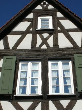 窗口, 百叶窗, 木材, 框架, 百叶窗, 木材, 框架, 施韦青根, 房子