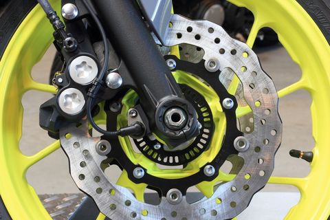 摩托车，雅马哈，前部，悬架，制动器，制动盘，车轮，轮胎