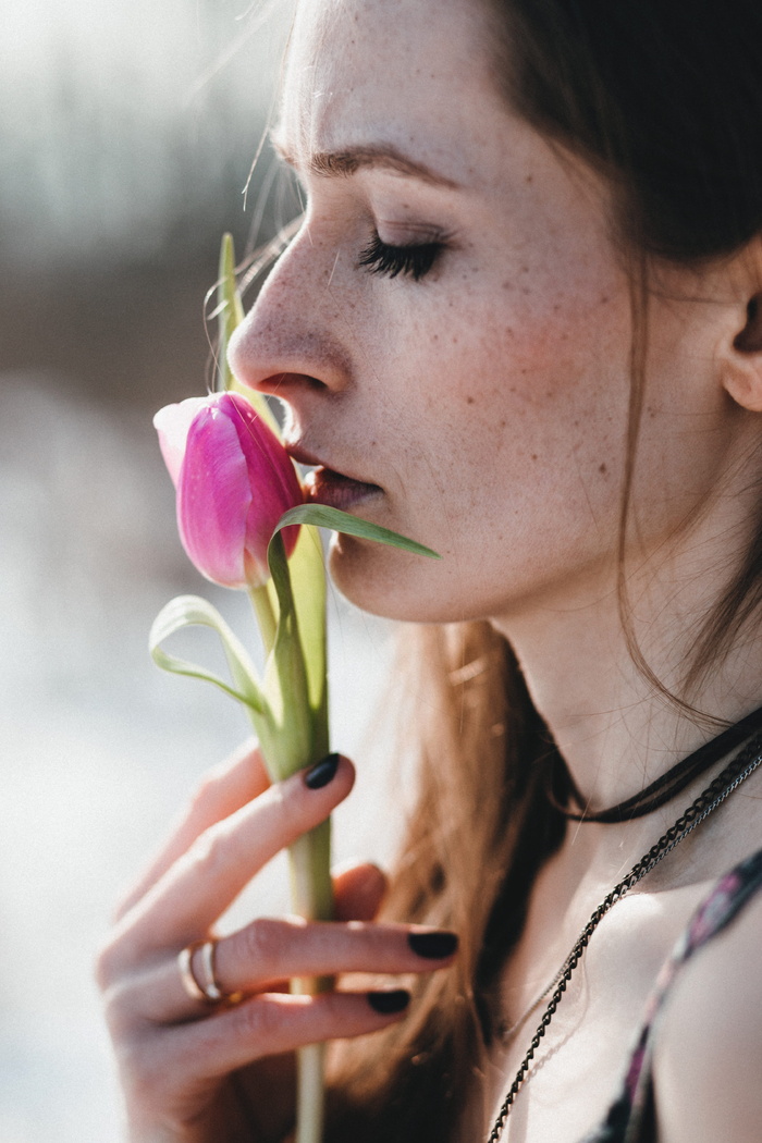 女人，女孩，模特，时装，花，手，戒指，项链