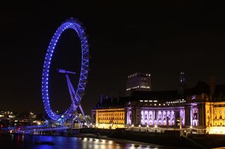 伦敦眼，伦敦街道，夜间伦敦，夜光，伦敦，夜晚，街道，城市
