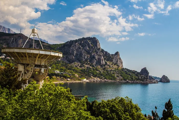 katsiveli，射电望远镜，rt-22，山，海，海岸，天空，水