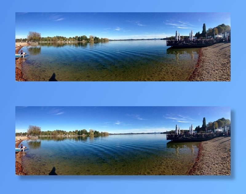 全景、湖泊、水、河岸、蓝天、德国、巴伐利亚州、waging am see
