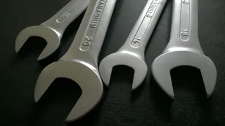 灰色，开口，扳手，工具，扳手，车间，金属，尺寸