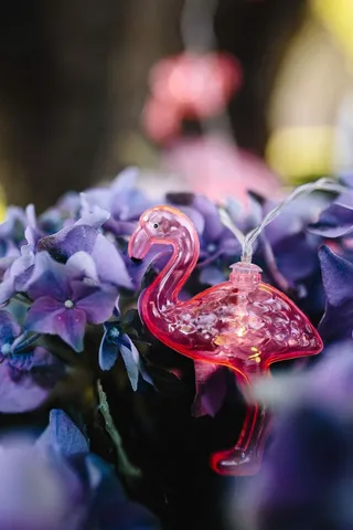 火烈鸟淡花环和粉色花朵