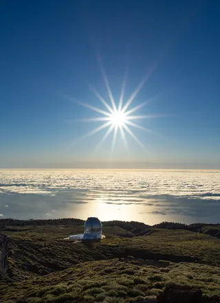山，日落，风景，自然，天空，云，望远镜，天文台