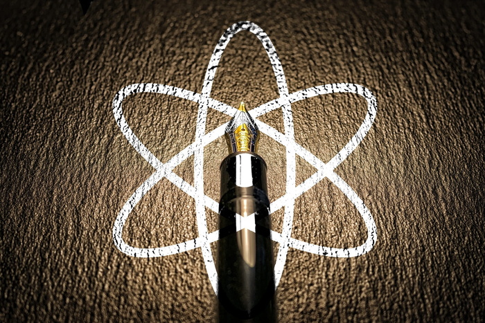 原子，原子，笔，原子符号，无人物，艺术和工艺，正上方，特写