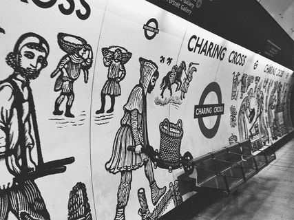 伦敦，英国，查林十字车站，地铁，火车站，黑白，交通，地铁