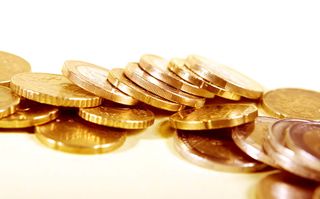 分、特写、特写、硬币、欧元、堆、孤立、珠宝