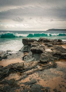 澳大利亚，圣雷莫，贝尔海滩，海，水，云天，陆地，岩石