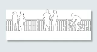 人物、外部、线框、线性艺术、全景、成排、白色背景、无人物