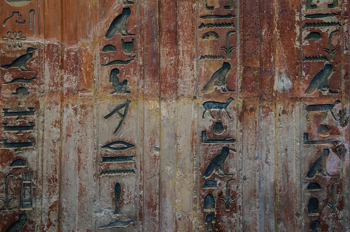 埃及，古代，象形文字，木材，门口，死亡，红色，白色