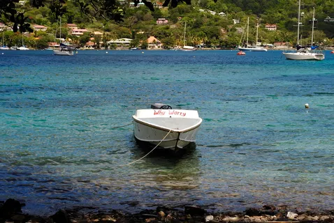 加勒比海岛屿、船只、岛屿、海洋、加勒比海、热带、村庄、城镇