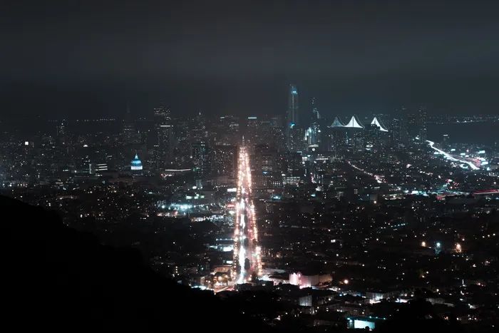 旧金山, 美国, 城市, 夜, 长时间曝光, 金门, 美国, 镇