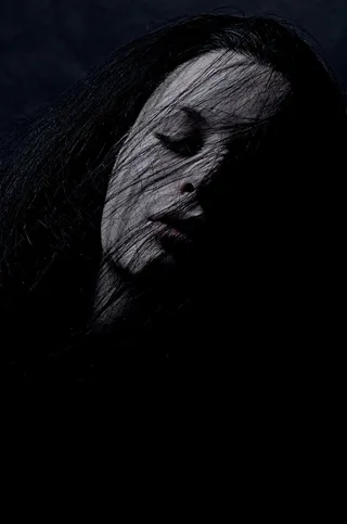 女人，凌乱，头发，女孩，抑郁，悲伤，黑色，深色