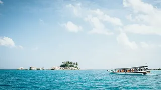 船，身体，水，白，黑，近，岛，白天