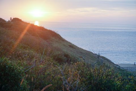 punta cometa，墨西哥，mazunte，海滩，情侣，大海，silouhette，日落