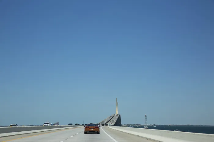 桥梁，交通，汽车，旅行，海洋，水，蓝色，天空