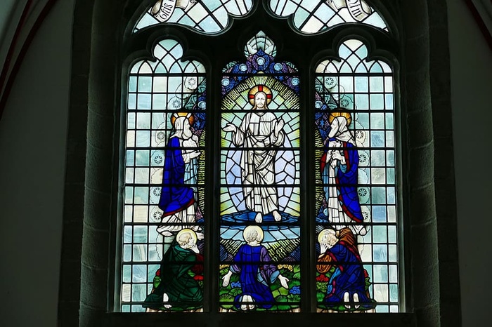 教堂，窗户，教堂窗户，教堂，窗户，彩色玻璃，图像，英格兰，根西岛