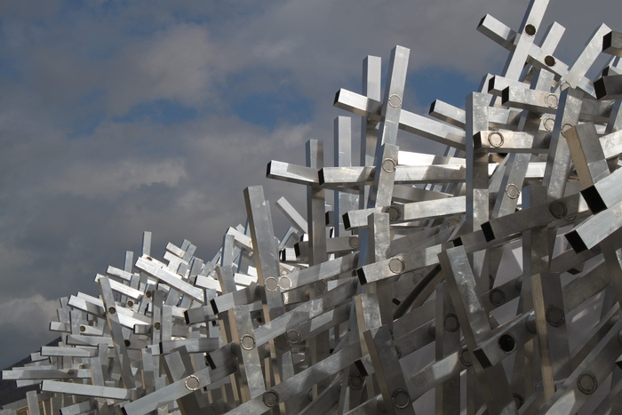 特写，照片，灰色，金属棒很多，特写，金属，棒，很多