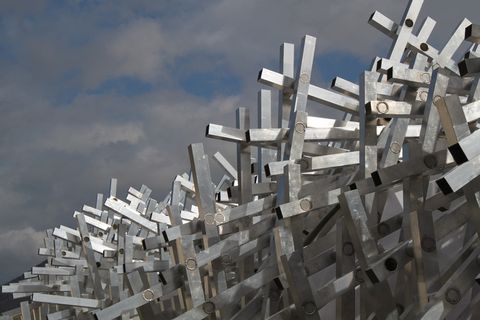 特写，照片，灰色，金属棒很多，特写，金属，棒，很多