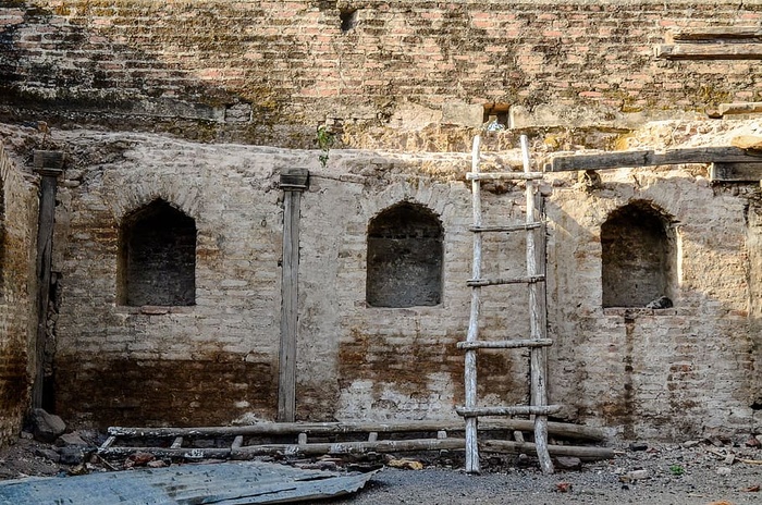 寺庙建筑、*、墙壁、肮脏、复古、建筑、施工、粗糙