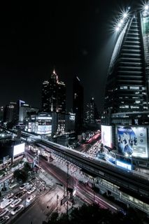 晚上, 灯, 日落, 曼谷, 泰国, 光迹, 城市, 建筑 晚上, 灯, 日落, 曼谷, 泰国, 光迹, 城市, 建筑