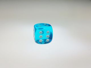 立方体，运气，游戏，透明，蓝色，工作室快照，彩色背景，单个对象