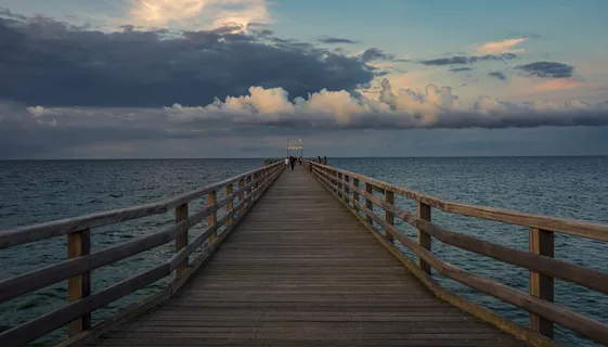 海桥，网，波罗的海，水，海，黄昏，云，天空