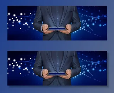 区块链、商人、平板电脑、控制、城市、男人、西装网络、网络