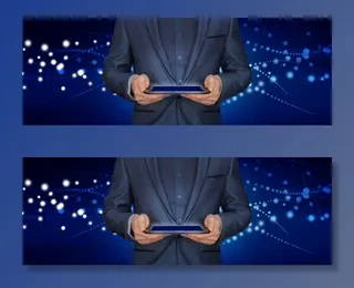 区块链、商人、平板电脑、控制、城市、男人、西装网络、网络