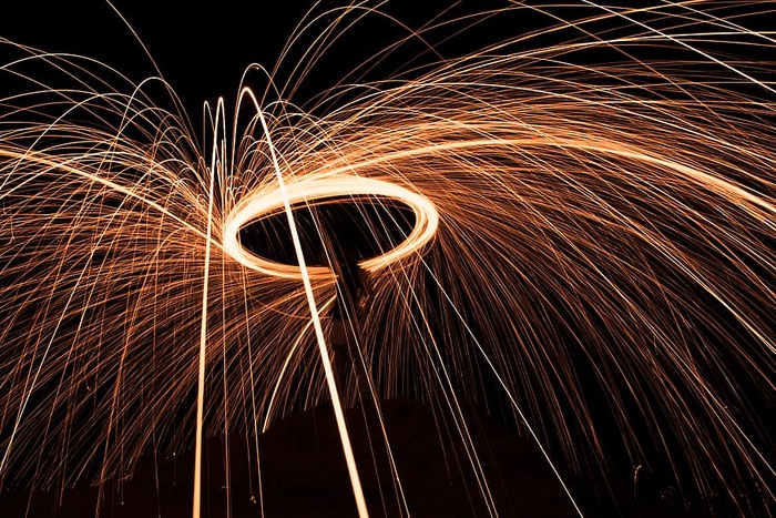 自然，户外，夜晚，宠物，哺乳动物，猫，动物，烟花