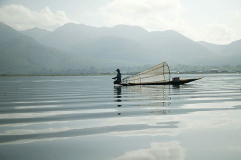 缅甸，缅甸，渔民，因勒湖，水，湖，船只，运输