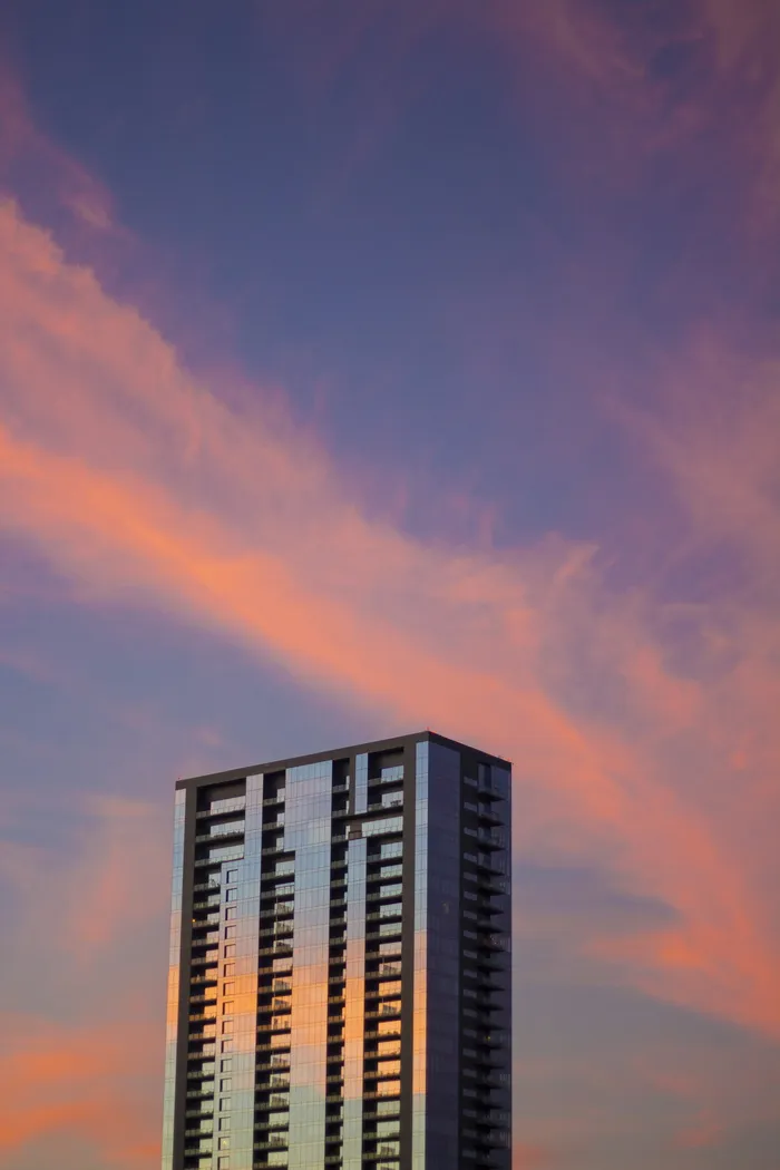 美国，奥斯汀，天景，天际线，日落，商业，建筑，摩天大楼