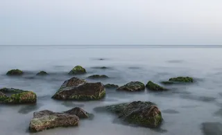 石头，海，水，光滑，自然，宁静，景观，风景-自然