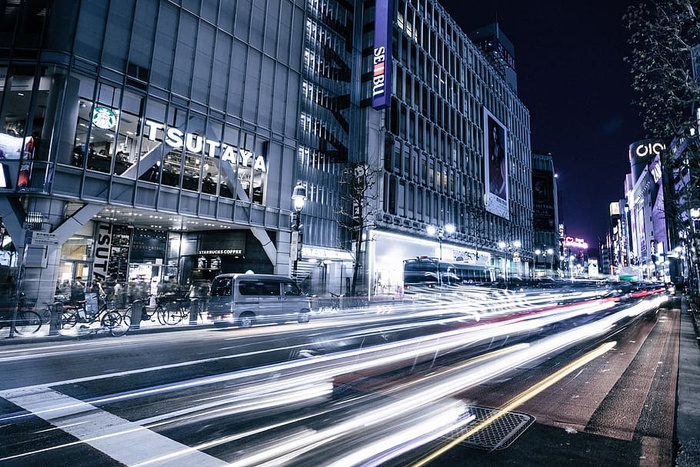 东京，日本，城市，交通，夜晚，灯光，公路，道路