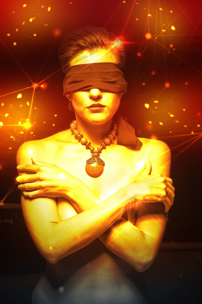 女子, 能源, 幻想, 和平, 冥想, 一个人, 前视图, 照亮