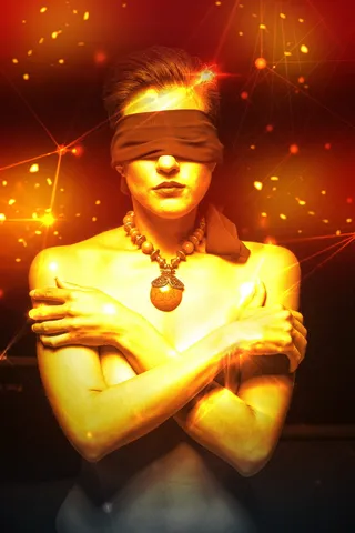 女子, 能源, 幻想, 和平, 冥想, 一个人, 前视图, 照亮