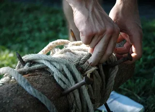 德国，黑琴根，树，手，绳子，童子军，人的手，手