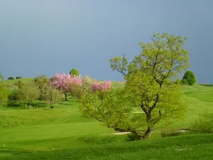 普拉托、高尔夫、雷雨、布卡、天空、沙子、洞、绿色