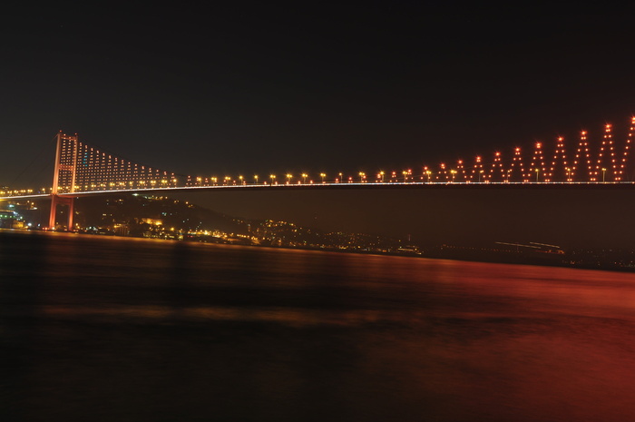 博斯普鲁斯海峡大桥, 桥, 夜, 灯, 城市, 市容, 小夜灯, 气氛