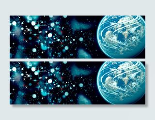 地球，太空，旗帜，标题，宇宙，行星，恒星，蓝色行星