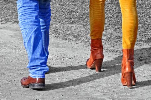 人，人，男人，女人，一起，走路，腿，脚