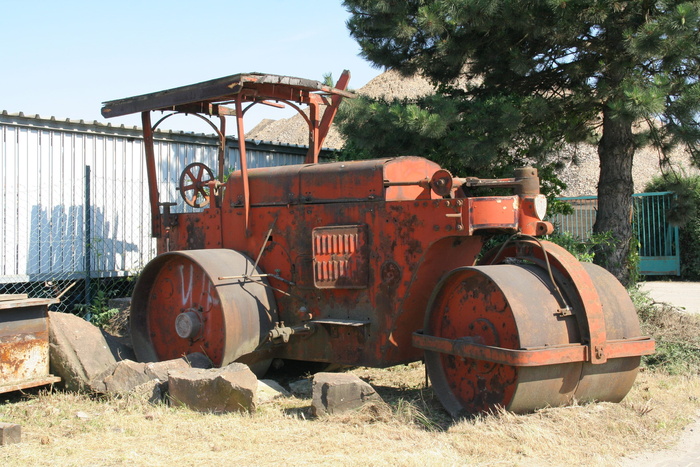 蒸汽压路机，oldtimer，汽车，红色，汽车，复古，缺陷，汽车残骸