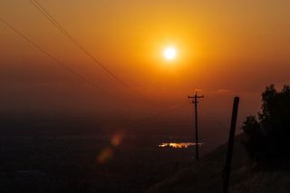 日落、天空、电缆、太阳、技术、电力、连接、电力塔