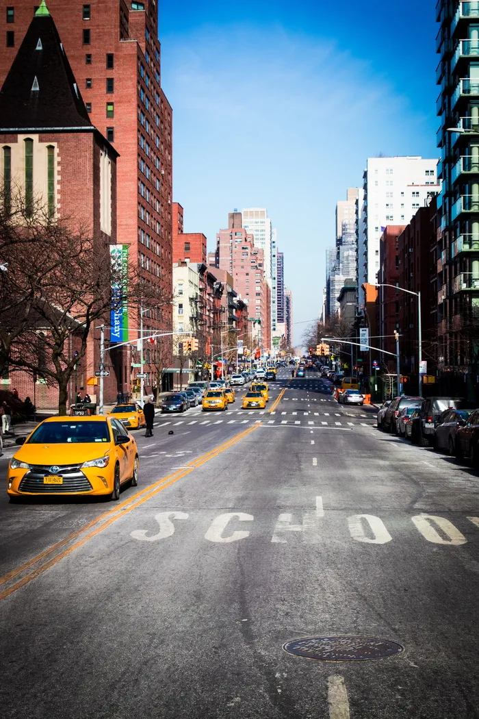 街道，纽约，纽约市，出租车，黄色，出租车，出租车，学校