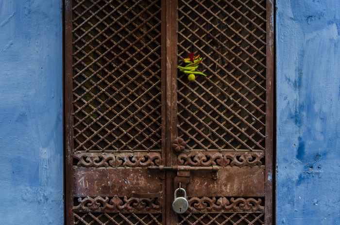 焦特布尔，印度，门，迷信，柠檬，辣椒，铁锈，拉贾斯坦邦