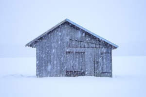 灰色，房子，被包围，雪，冬天，小屋，暴风雪，雪花