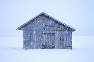 灰色，房子，被包围，雪，冬天，小屋，暴风雪，雪花